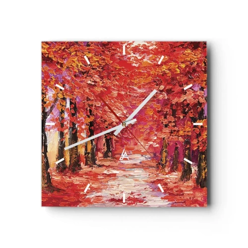 Wall clock - Clock on glass - Autumnal Impression - 40x40 cm