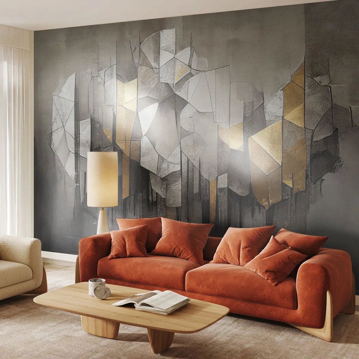 Self-Adhesive Photo Wallpaper Deluxe Sticker - Composition of Ice and Light - Abstraction, Piece, Art Deco - 400x280 cm