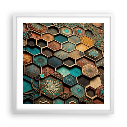 Poster in white frmae - Arabic Ornaments - Variation - 50x50 cm
