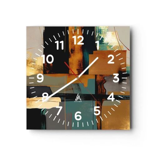 Wall clock - Clock on glass - Abstract - Light and Shadow - 40x40 cm