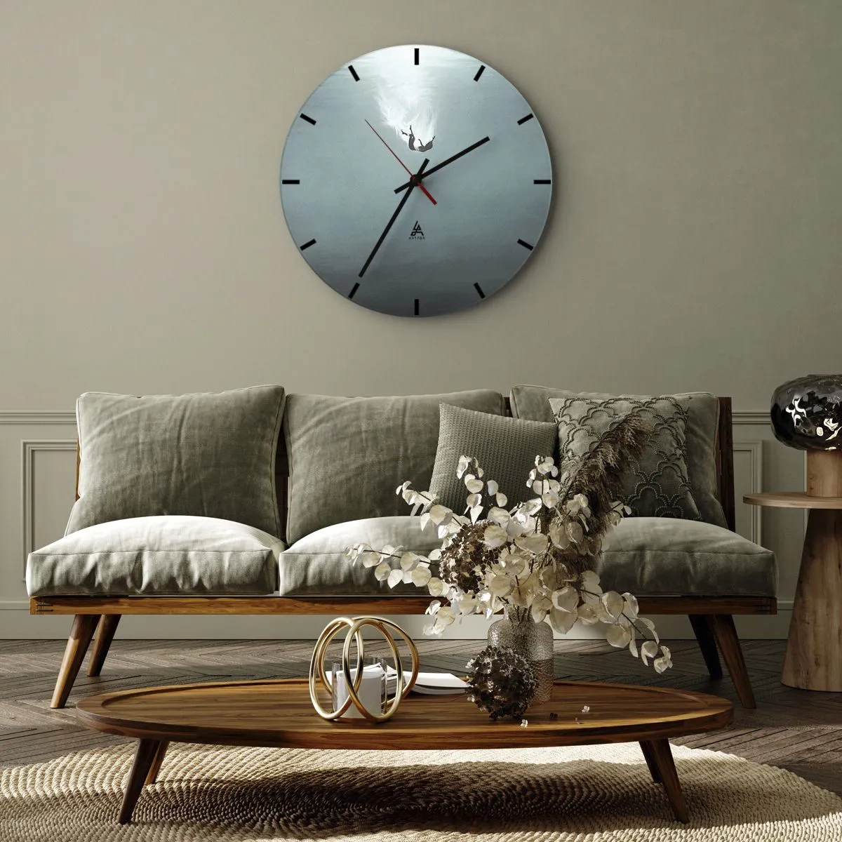 Wall clock - Clock on glass - In the Arms of the Ocean - 30x30 cm