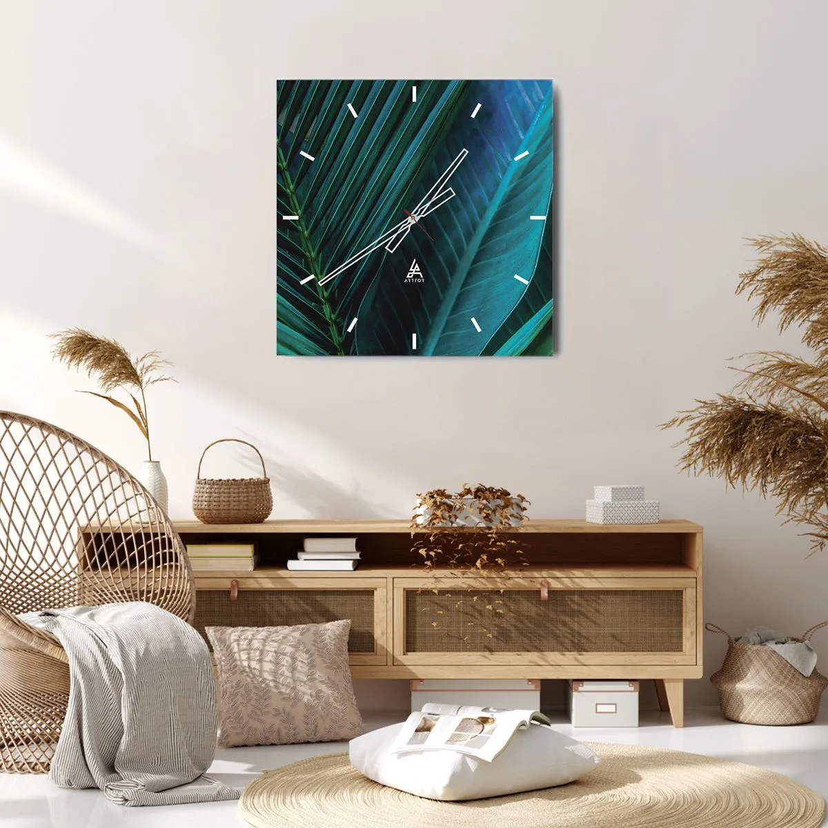 Wall clock - Clock on glass - Anatomy of Green - 30x30 cm