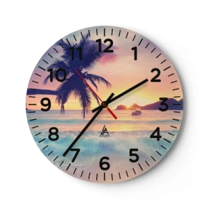 Wall clock - Clock on glass - Evening in a Bay - 30x30 cm