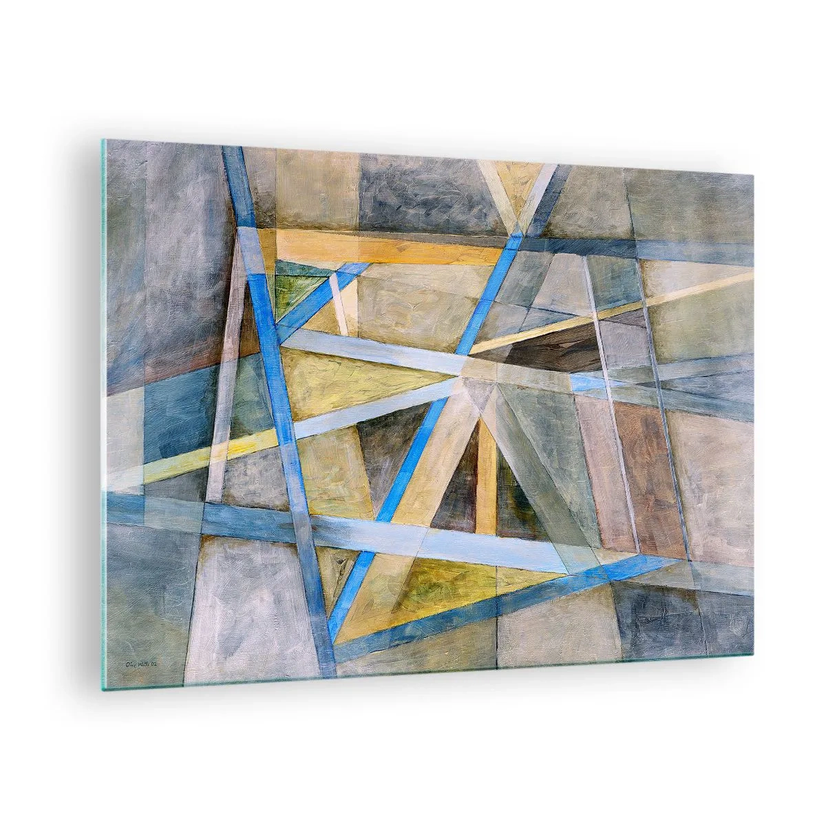 Glass picture - Abstract composition with geometric shapes - 70x50cm - Straight Or Slanted? - Modern wall decoration for the living room and bedroom ARTTOR