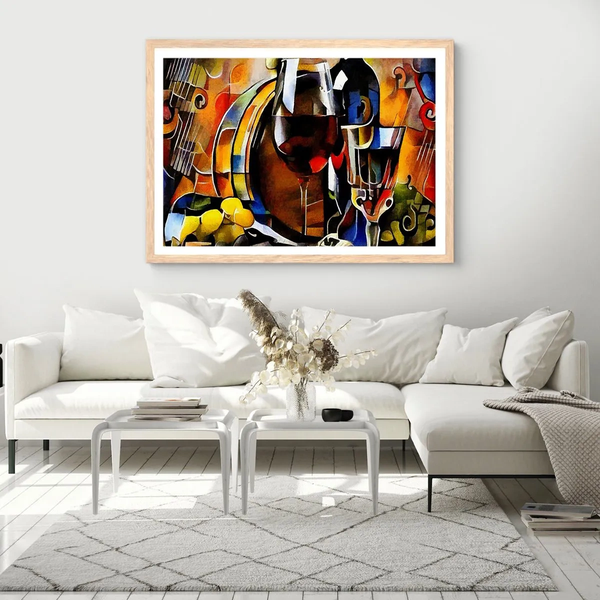 Poster in light oak frame - And The World Fills With Colours - 91x61 cm