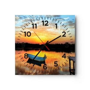 Wall clock - Clock on glass - Look, Listen, Meditate - 30x30 cm