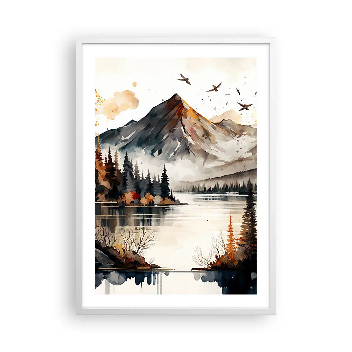 Poster in white frmae - Golden Autumn in the Mountains - 50x70 cm
