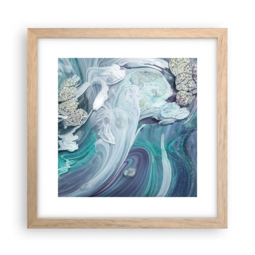 Poster in light oak frame - Currents of Blue - 30x30 cm