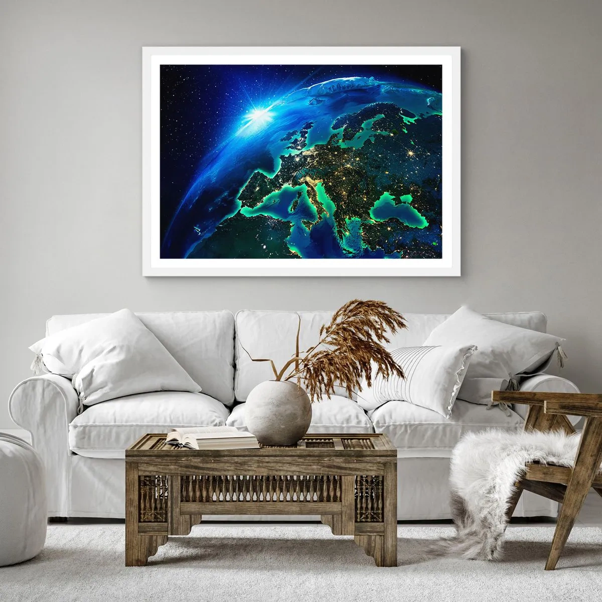 Poster in white frmae - Sparkling Europe - 40x40 cm