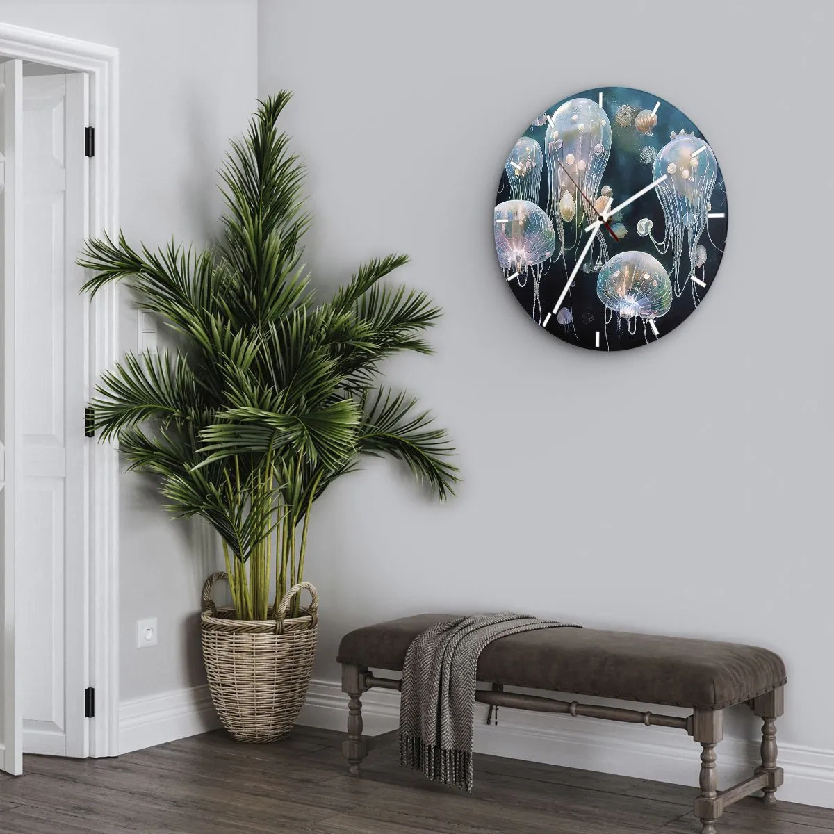 Wall clock - Clock on glass - Underwater Ball - 40x40 cm