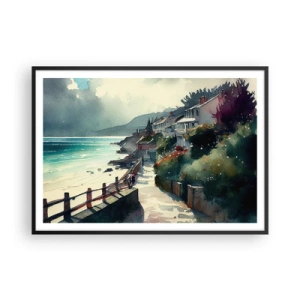 Poster in black frame - Mediterranean Town - 100x70 cm