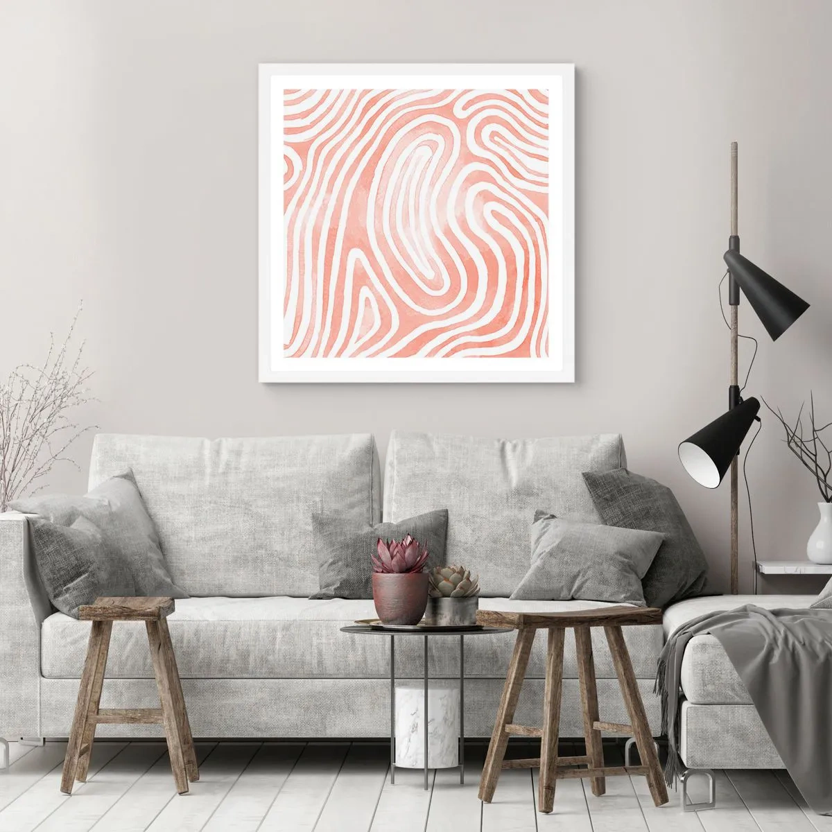 Poster in white frmae - In a Coral Maze - 30x30 cm