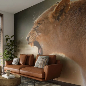 Self-Adhesive Photo Wallpaper Deluxe Sticker - Try Not to Listen - Animals, Lion, Africa - 100x70 cm