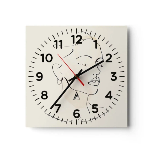 Wall clock - Clock on glass - With a Decisive Line - 40x40 cm