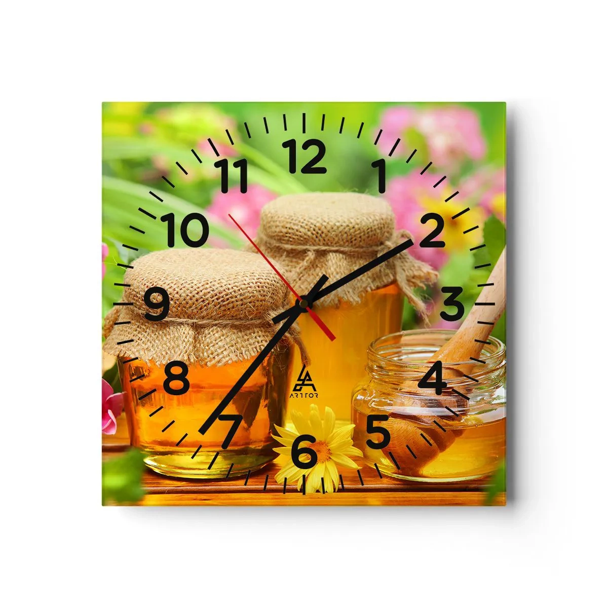Wall clock - Clock on glass - Sweet and Flowery - 30x30 cm