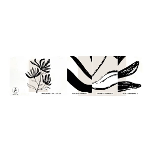 Photo Wallpaper Sample Standard Eco - Sketch for a Herbarium - Flower, Minimalistic, Modern - 100x30 cm
