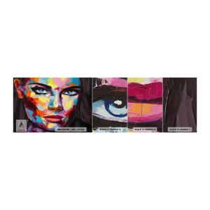 Photo Wallpaper Sample Premium Canvas - Soul Is Also Colourful - Portrait of a Woman, Face, Piece - 100x30 cm