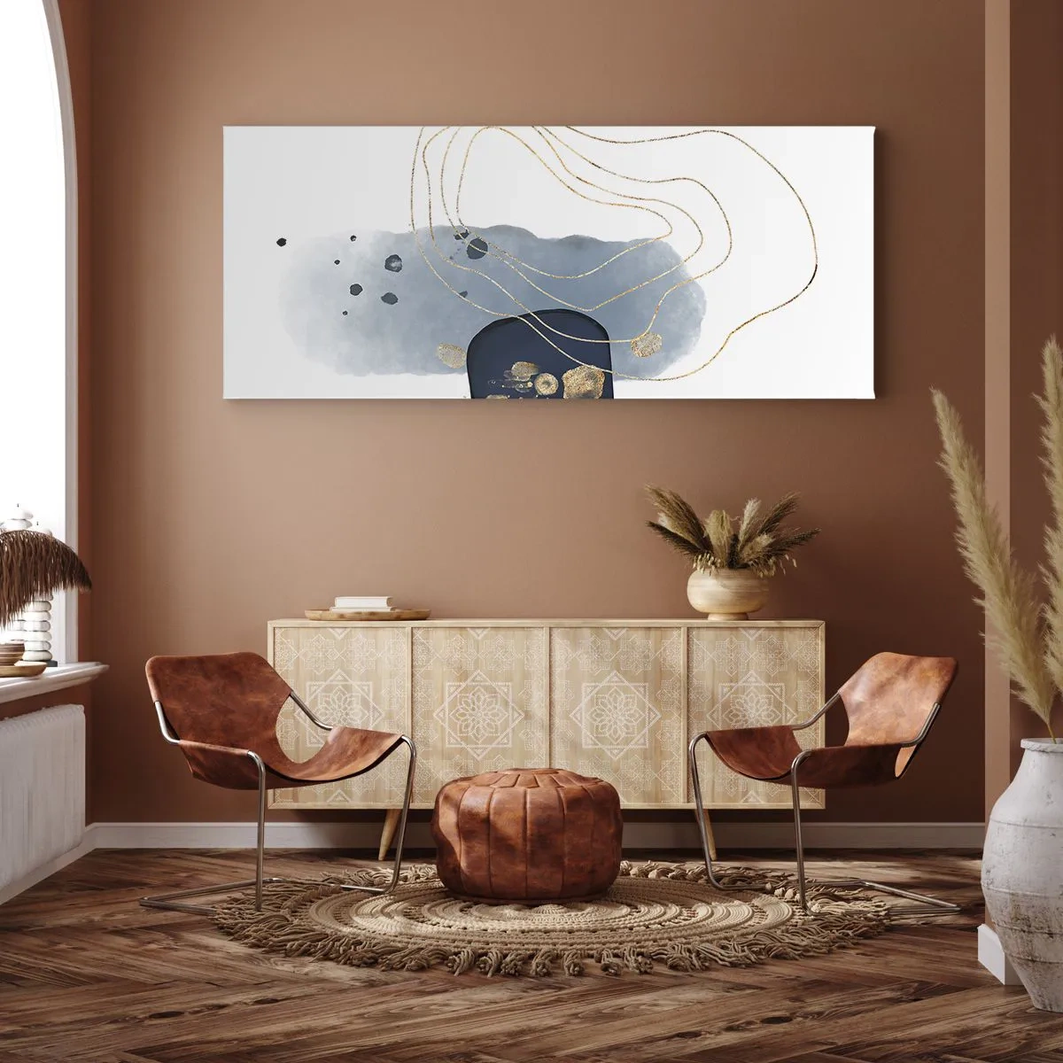 Canvas picture - Blue and Gold Fantasy - 90x30 cm