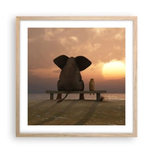 Poster in light oak frame - It Feels Good to Be Quiet Together - 50x50 cm