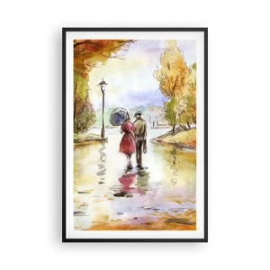 Poster in black frame - Romantic Autumn in a Park - 61x91 cm