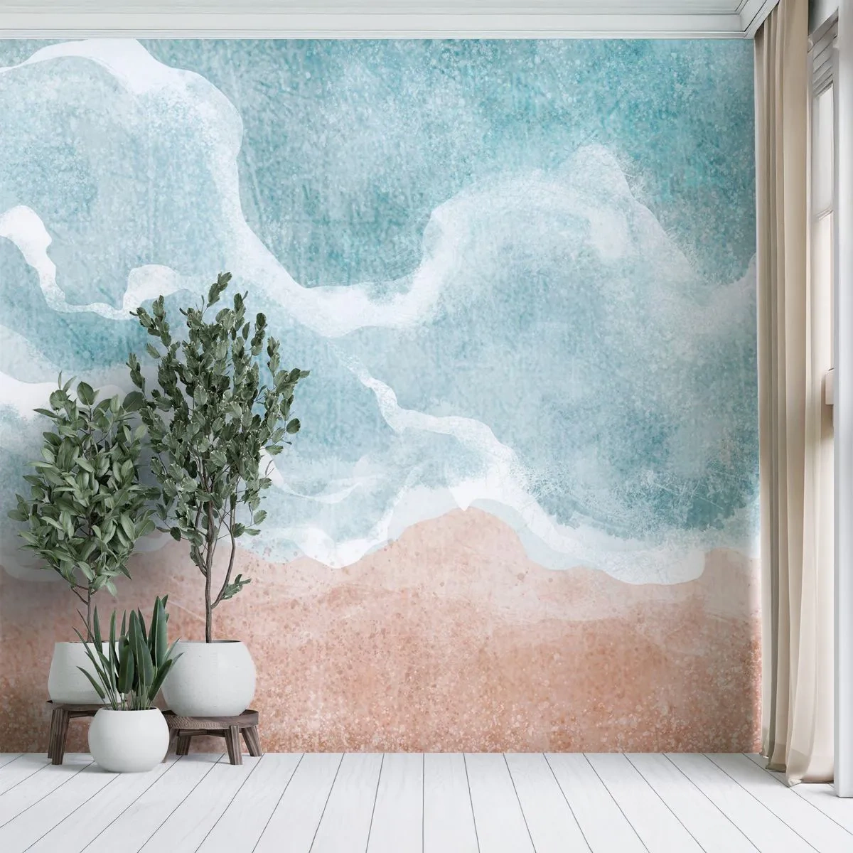 Self-Adhesive Photo Wallpaper Deluxe Sticker - Cloudy Abstract - Beach, Landscape, Sea - 300x210 cm