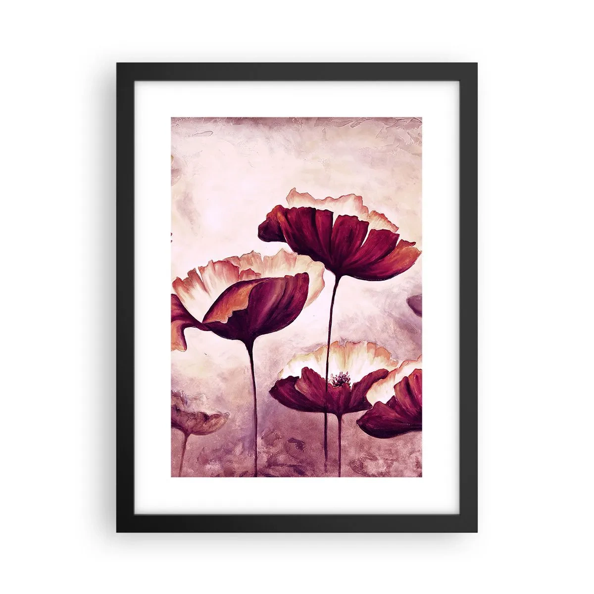 Poster in black frame - Red and White Flake - 30x40 cm