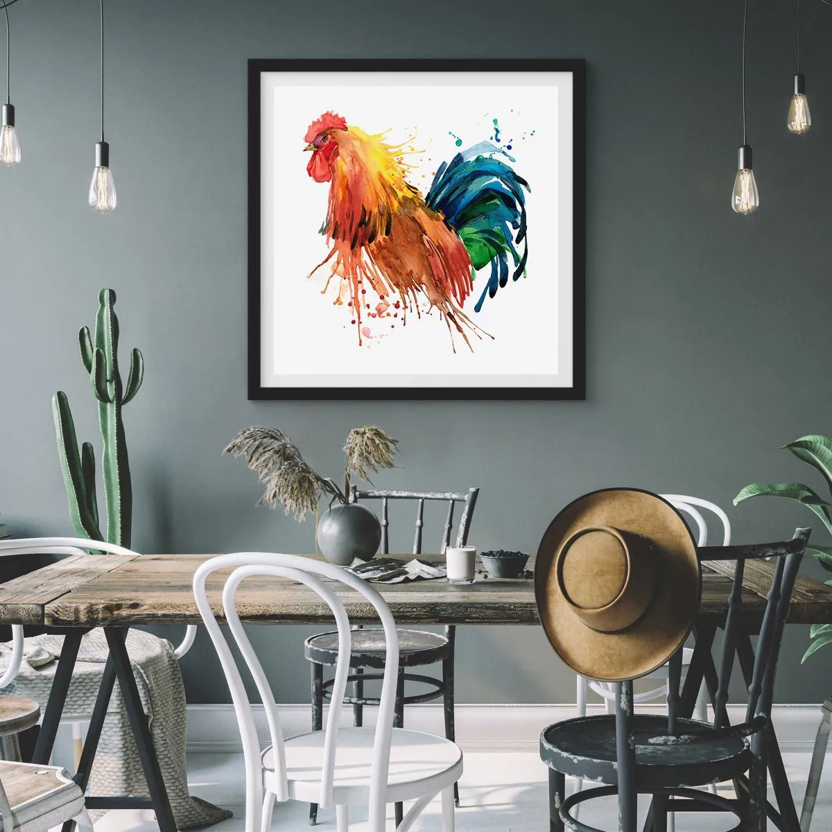 Poster in black frame - King Rooster - 50x50 cm