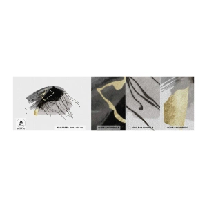 Photo Wallpaper Sample Premium Sand - In Black and Gold - Abstraction, Piece, Graphics - 100x30 cm