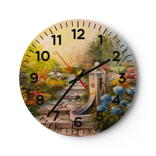 Wall clock - Clock on glass - In Full Bloom - 40x40 cm
