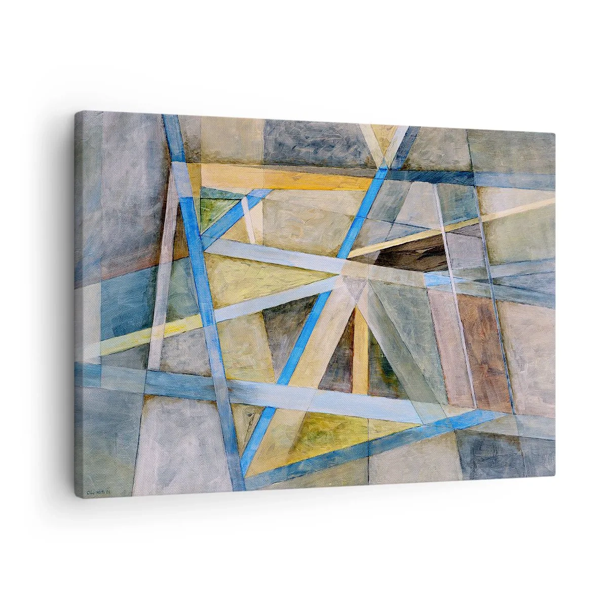 Canvas picture - Geometric composition with light and blue lines - 70x50cm - Straight Or Slanted? - Modern wall decoration for the living room and bedroom ARTTOR