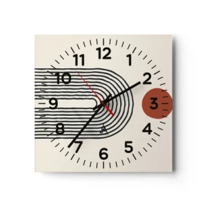 Wall clock - Clock on glass - Magnetism of Shapes and Colours - 40x40 cm