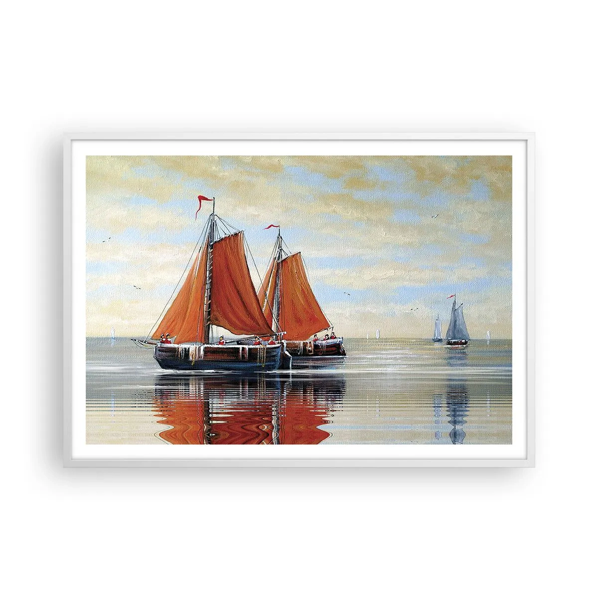 Poster in white frmae - Ahoy, Sailor, Sail… - 100x70 cm