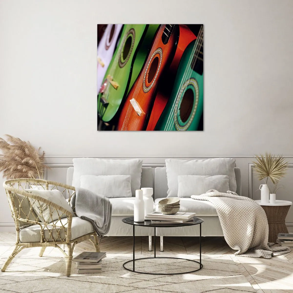 Glass picture - Guitar Has Many Shades - 40x40 cm