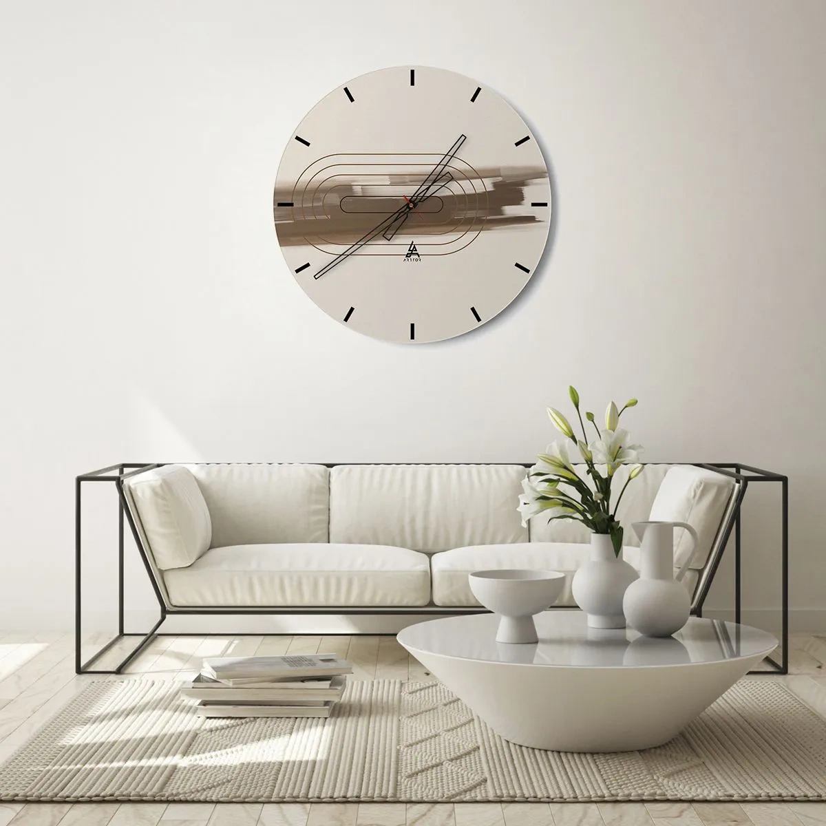 Wall clock - Clock on glass - Blast of Grey - 40x40 cm