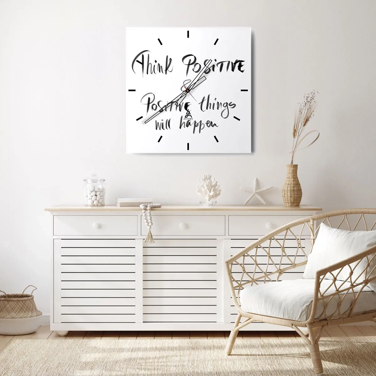 Wall clock - Clock on glass - How to Live? - 30x30 cm