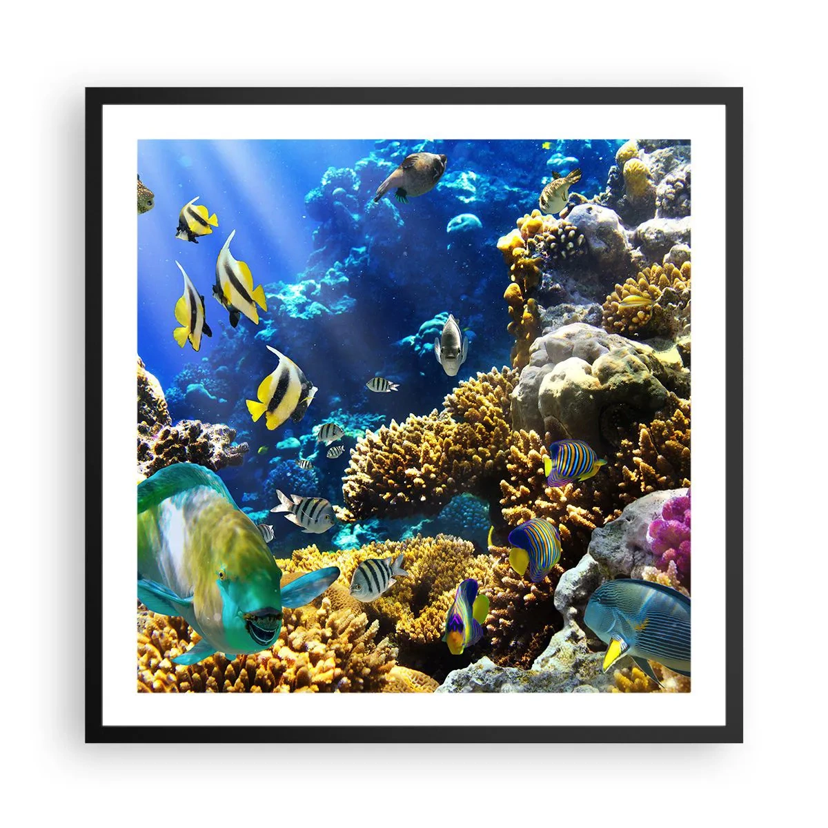 Poster in black frame - Big Traffic to Holiday Destination - 60x60 cm