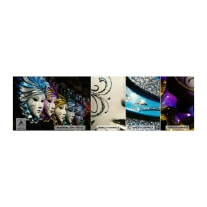 Photo Wallpaper Sample Self-Adhesive Deluxe Sticker - Secret in Gold and Silver - Venetian mask, Venice, Carnival - 100x30 cm