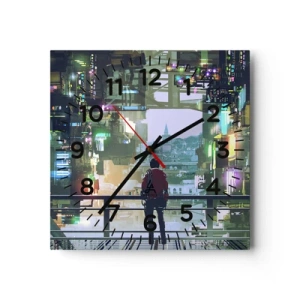 Wall clock - Clock on glass - Two Worlds - 30x30 cm