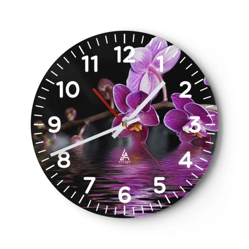 Wall clock - Clock on glass - Lilac Reflection of Beauty - 30x30 cm