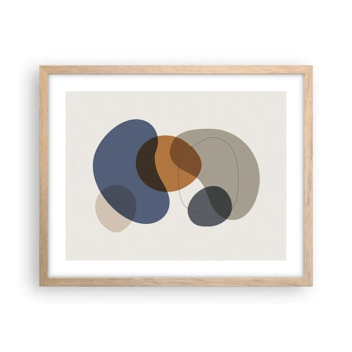 Poster in light oak frame - Drops of Colours - 50x40 cm