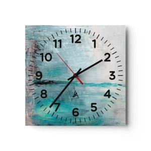 Wall clock - Clock on glass - Horizontally in Blue - 40x40 cm