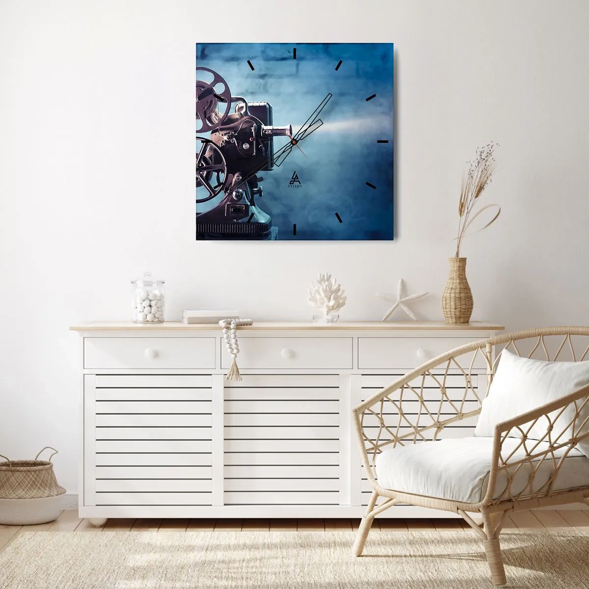 Wall clock - Clock on glass - Once Upon a Time at the Cinema - 30x30 cm