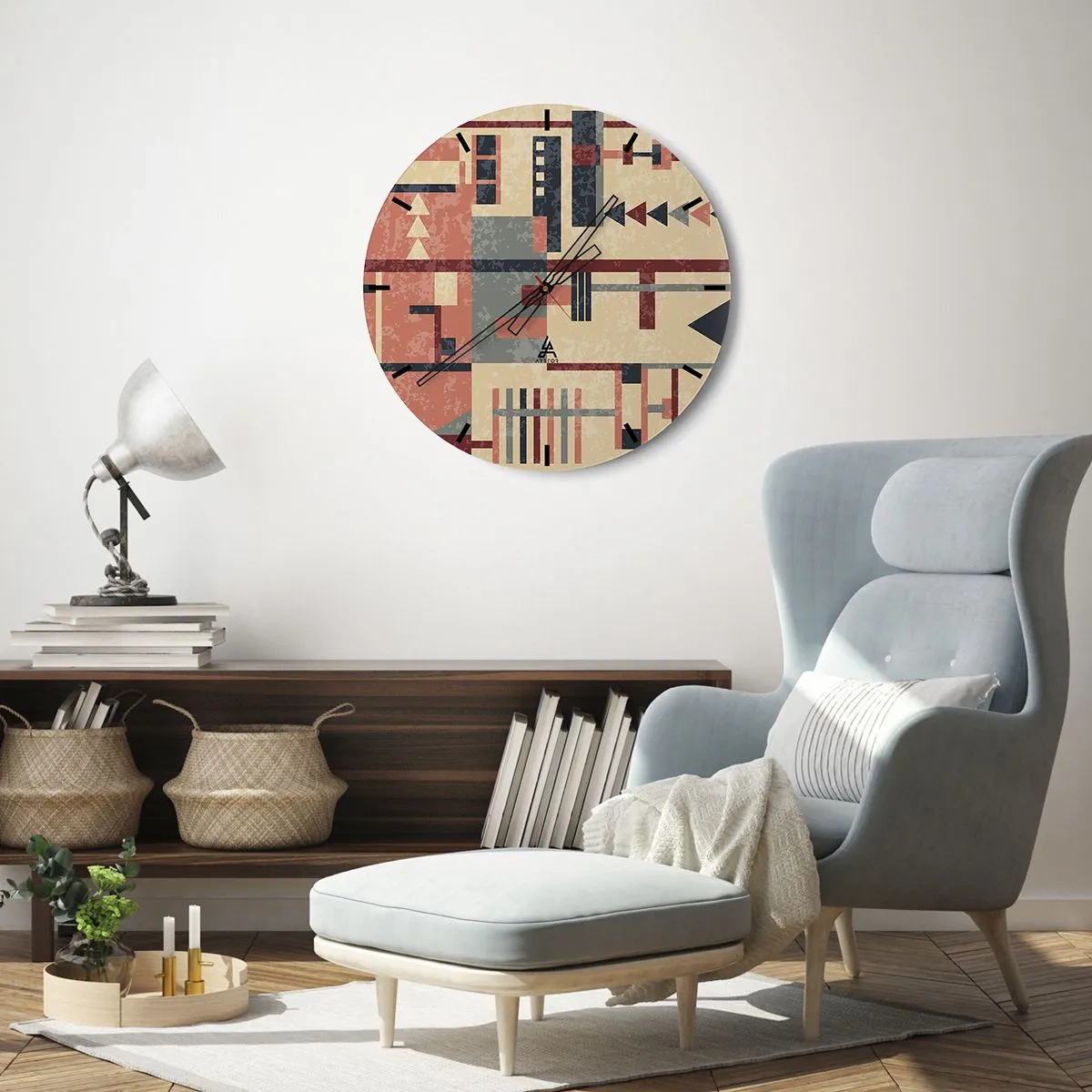 Wall clock - Clock on glass - Combinations of Verticals and Horizontals - 40x40 cm