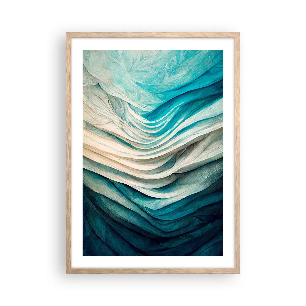 Poster in light oak frame - Blue Insatiability - 50x70 cm