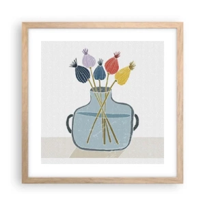 Poster in light oak frame - As Quiet as Poppies - 40x40 cm