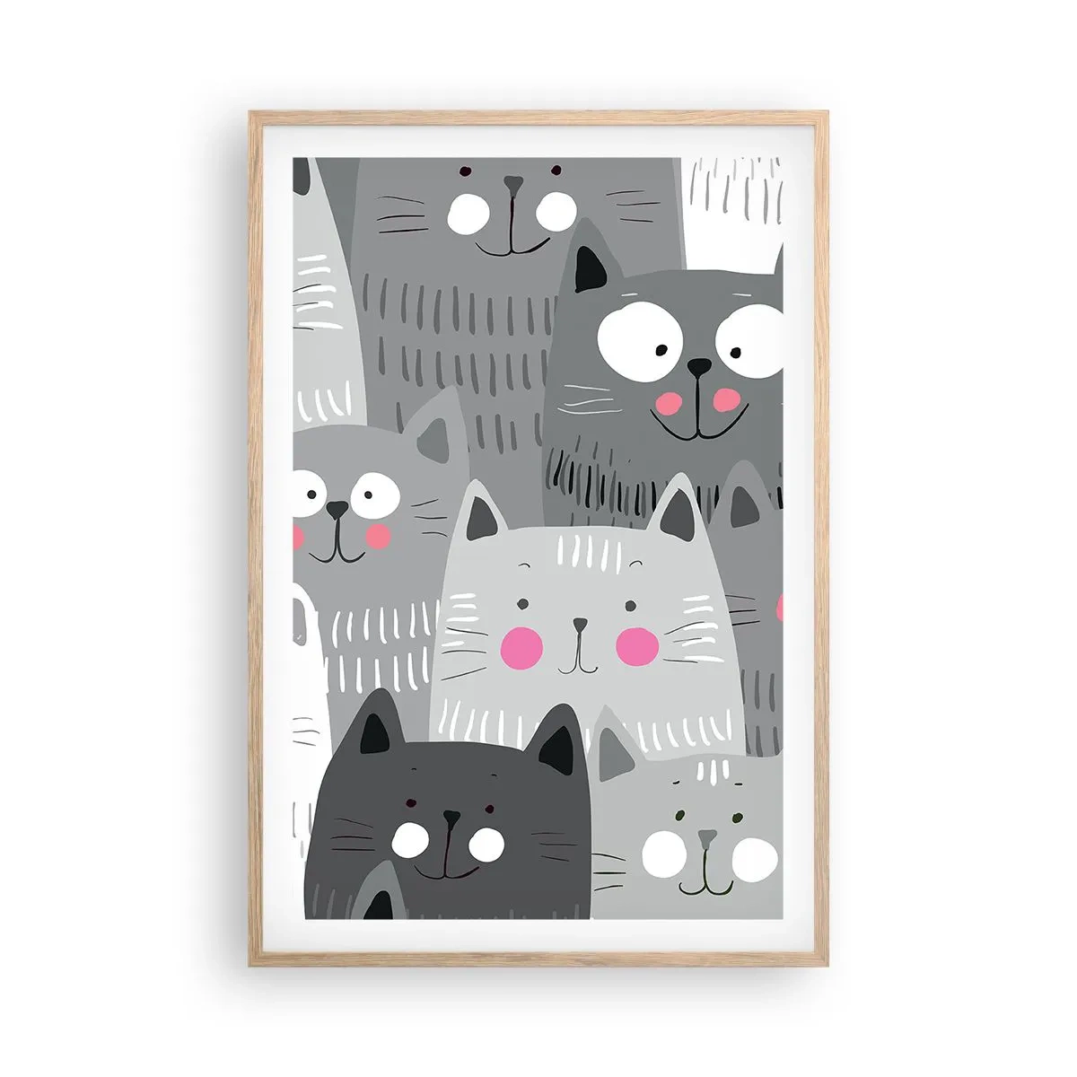 Poster in light oak frame - Cat's World - 61x91 cm