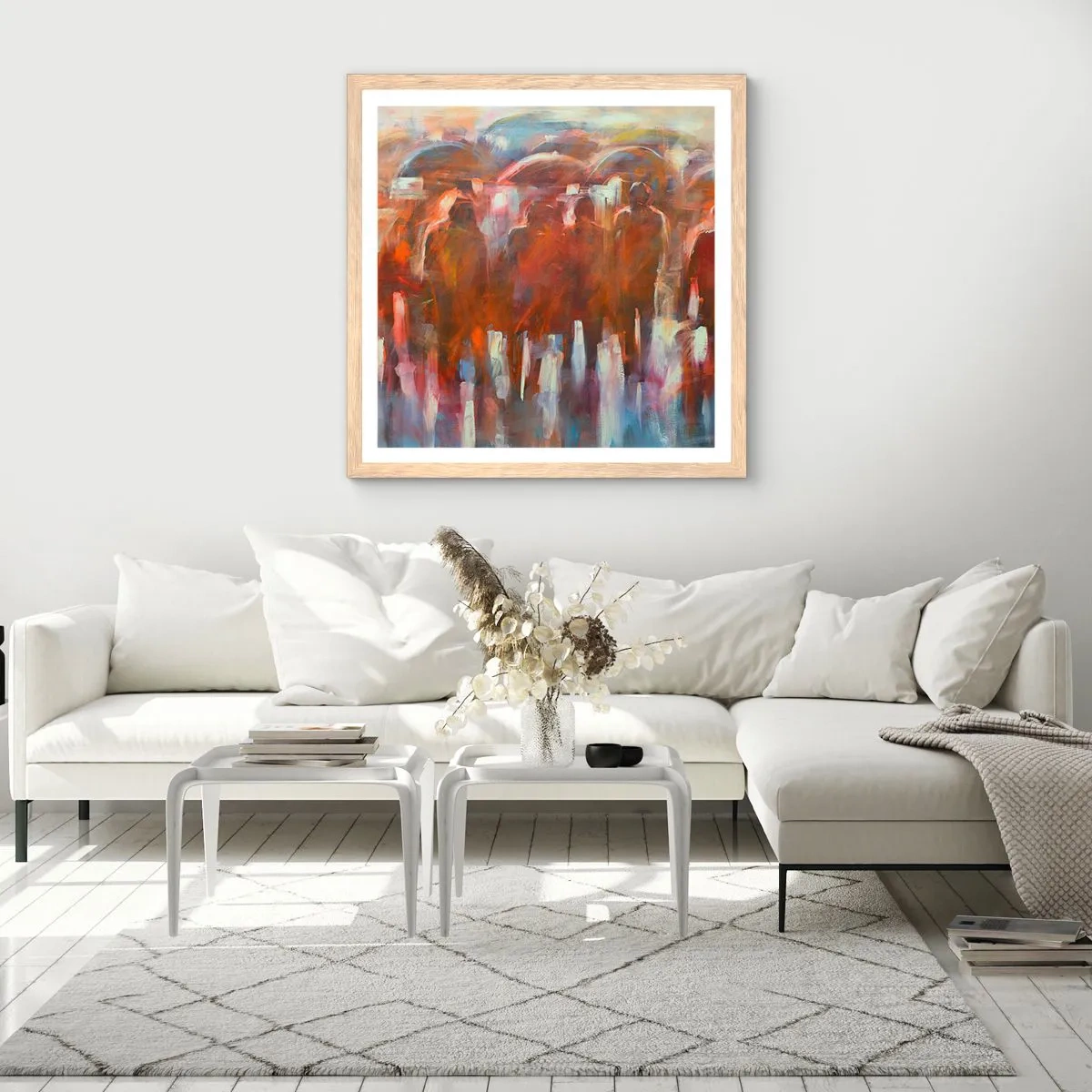 Poster in light oak frame - Equal in Rain and Fog - 30x30 cm