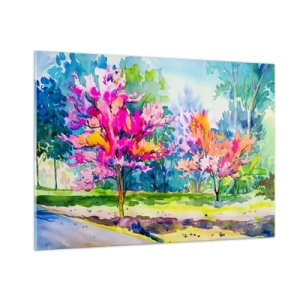 Glass picture - Rainbow Garden in Spring Light - 100x70 cm