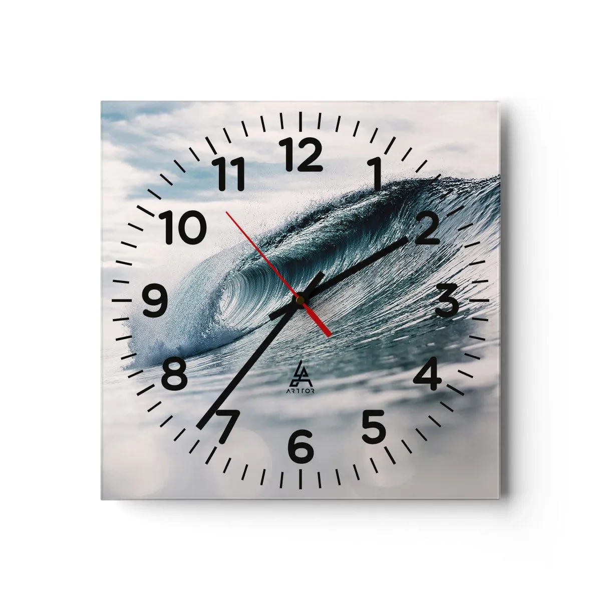 Wall clock - Clock on glass - Water Summit - 40x40 cm