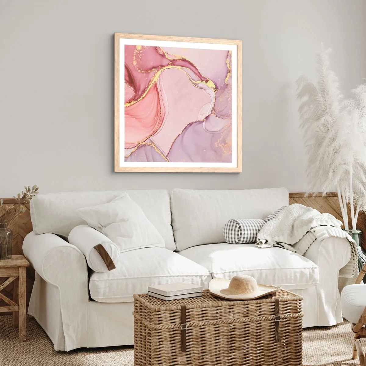 Poster in light oak frame - Caress of Colours - 40x40 cm